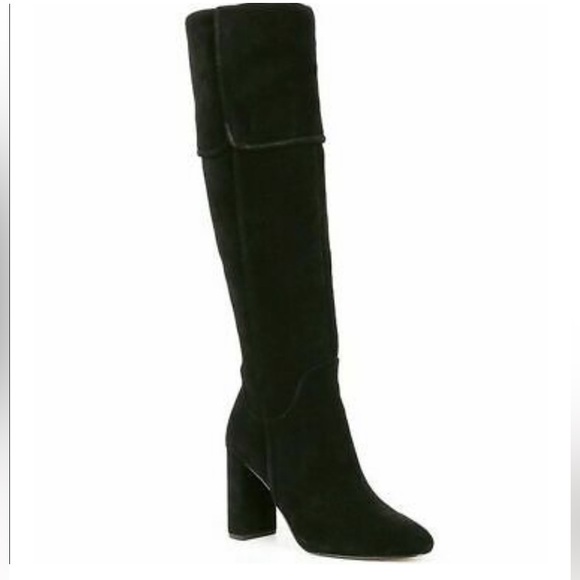 AD & Daughters Black Suede Block Heel over the Knee Boots Size 10 Theodora NEW - Picture 1 of 12